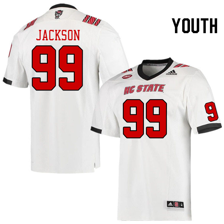 Youth #99 DJ Jackson North Carolina State Wolfpacks College Football Jerseys Stitched-White - Click Image to Close